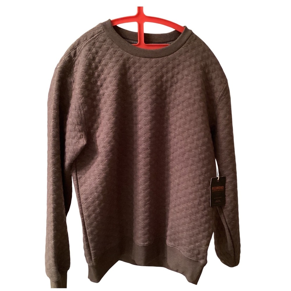 Redmond Clothing Outfitters Mens Brown Quilted Crewneck Sweatshirt  Medium NWT